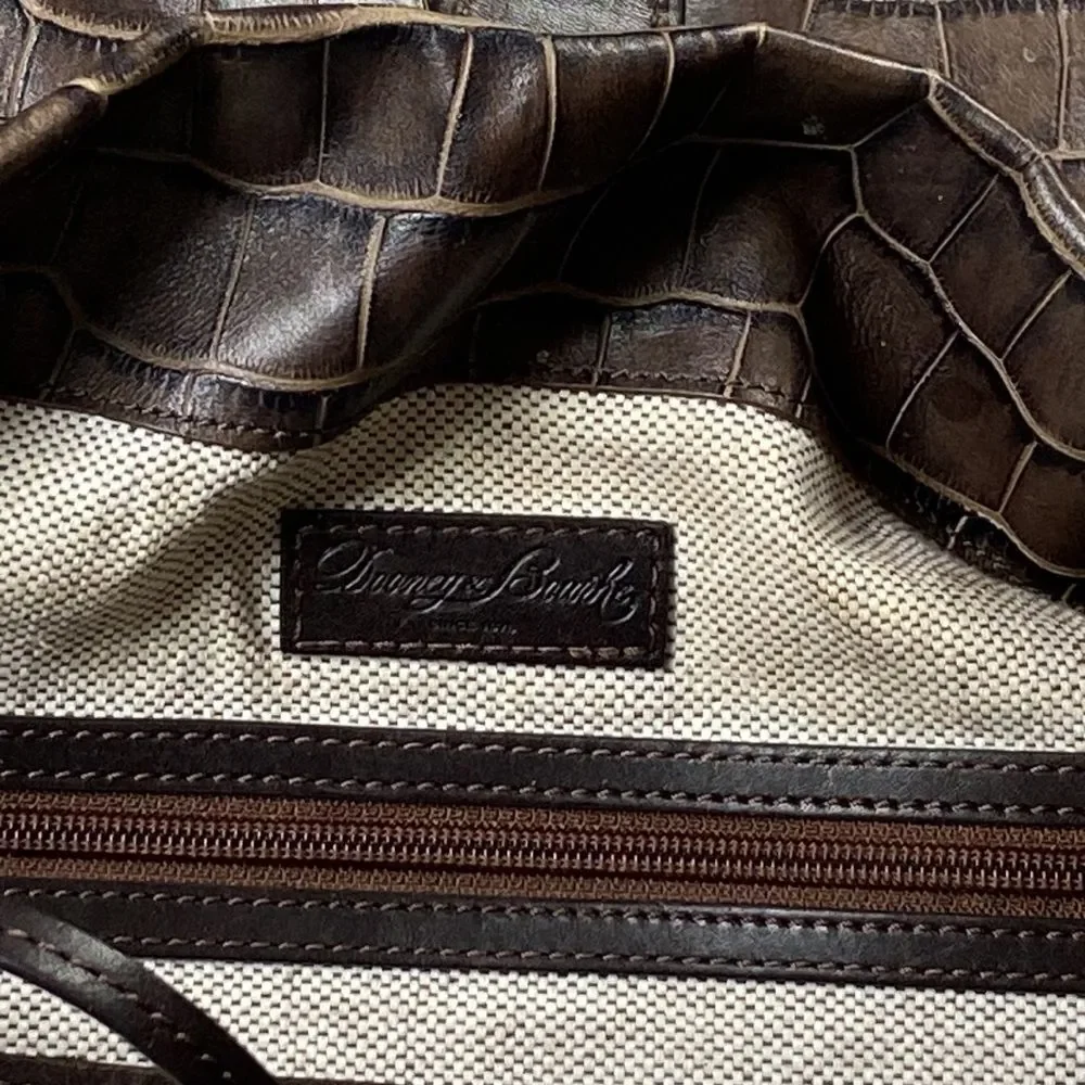Dooney & Bourke Brown Florentine Croc Embossed Leather  Logo Lock Shoulder Bag